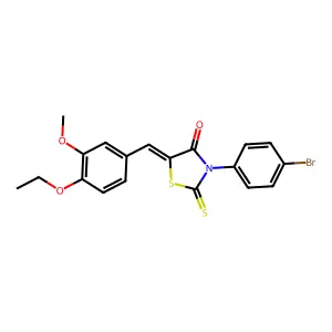 (Z)-3-(4-bromophenyl)-5-(4-ethoxy-3-methoxybenzylidene)-2-thioxothiazolidin-4-one structure