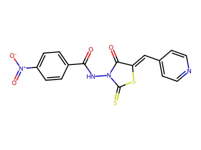 4-nitro-N-[4-oxo-5-(4-pyridinylmethylene)-2-thioxo-1,3-thiazolidin-3-yl]benzamide structure