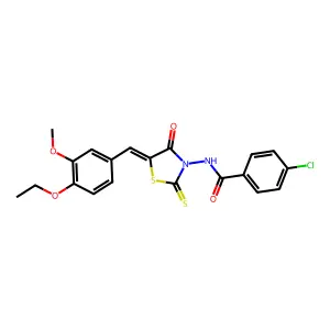(Z)-4-chloro-N-(5-(4-ethoxy-3-methoxybenzylidene)-4-oxo-2-thioxothiazolidin-3-yl)benzamide structure