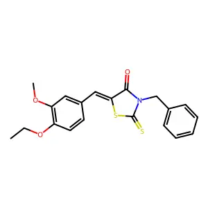 (Z)-3-benzyl-5-(4-ethoxy-3-methoxybenzylidene)-2-thioxothiazolidin-4-one structure