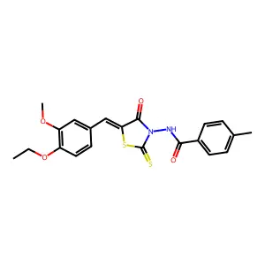 N-[(5Z)-5-(4-ethoxy-3-methoxybenzylidene)-4-oxo-2-thioxo-1,3-thiazolidin-3-yl]-4-methylbenzamide structure