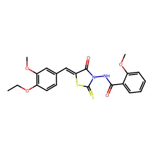 N-[(5Z)-5-(4-ethoxy-3-methoxybenzylidene)-4-oxo-2-thioxo-1,3-thiazolidin-3-yl]-2-methoxybenzamide structure