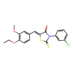 (5Z)-3-(3-chlorophenyl)-5-(4-ethoxy-3-methoxybenzylidene)-2-thioxo-1,3-thiazolidin-4-one structure