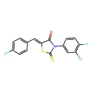 3-(3-chloro-4-fluorophenyl)-5-[(4-fluorophenyl)methylene]-2-thioxo-1,3-thiazol idin-4-one structure