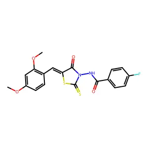 N-[(5Z)-5-(2,4-dimethoxybenzylidene)-4-oxo-2-thioxo-1,3-thiazolidin-3-yl]-4-fluorobenzamide structure