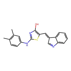 2-[(3,4-dimethylphenyl)imino]-5-(1H-indol-3-ylmethylene)-1,3-thiazolidin-4-one structure