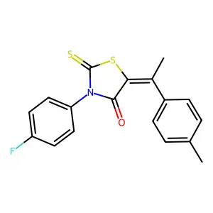 (5Z)-3-(4-fluorophenyl)-5-[1-(4-methylphenyl)ethylidene]-2-sulfanylidene-1,3-thiazolidin-4-one structure