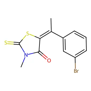 (5Z)-5-[1-(3-bromophenyl)ethylidene]-3-methyl-2-sulfanylidene-1,3-thiazolidin-4-one structure