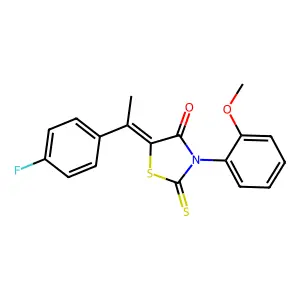 (5Z)-5-[1-(4-fluorophenyl)ethylidene]-3-(2-methoxyphenyl)-2-sulfanylidene-1,3-thiazolidin-4-one structure