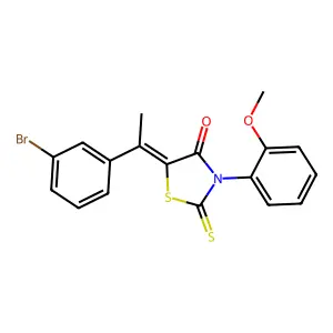 (5Z)-5-[1-(3-bromophenyl)ethylidene]-3-(2-methoxyphenyl)-2-sulfanylidene-1,3-thiazolidin-4-one structure