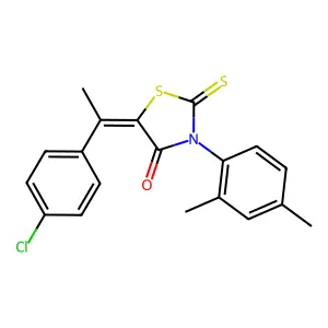 (5Z)-5-[1-(4-chlorophenyl)ethylidene]-3-(2,4-dimethylphenyl)-2-sulfanylidene-1,3-thiazolidin-4-one structure