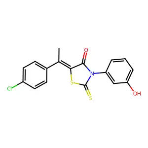 (5Z)-5-[1-(4-chlorophenyl)ethylidene]-3-(3-hydroxyphenyl)-2-sulfanylidene-1,3-thiazolidin-4-one structure