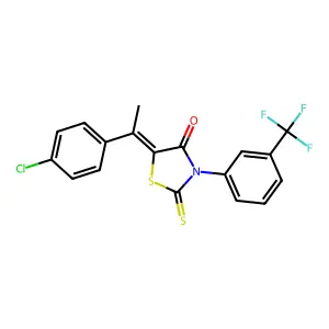 (5Z)-5-[1-(4-chlorophenyl)ethylidene]-2-sulfanylidene-3-[3-(trifluoromethyl)phenyl]-1,3-thiazolidin-4-one structure