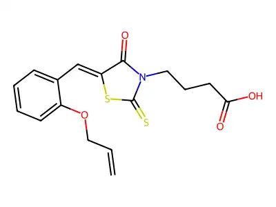 (Z)-4-(5-(2-(allyloxy)benzylidene)-4-oxo-2-thioxothiazolidin-3-yl)butanoic acid structure