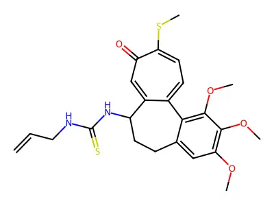 1-prop-2-enyl-3-(1,2,3-trimethoxy-10-methylsulfanyl-9-oxo-6,7-dihydro-5H-benzo[a]heptalen-7-yl)thiourea structure
