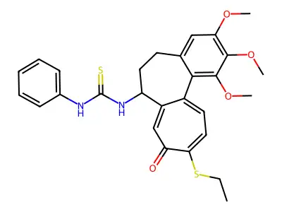1-(10-ethylsulfanyl-1,2,3-trimethoxy-9-oxo-6,7-dihydro-5H-benzo[a]heptalen-7-yl)-3-phenylthiourea structure