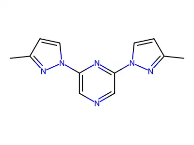 Pyrazine, 2,6-bis(3-methyl-1H-pyrazol-1-yl)- structure