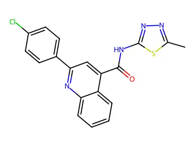 2-(4-chlorophenyl)-N-(5-methyl-1,3,4-thiadiazol-2-yl)quinoline-4-carboxamide structure