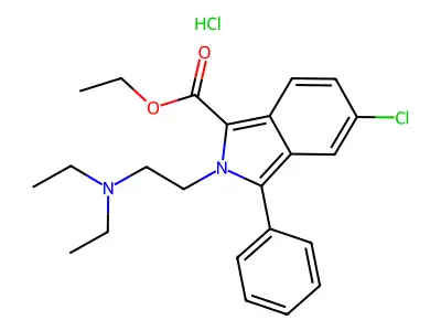 2H-Isoindole-1-carboxylic acid, 5-chloro-2-(2-(diethylamino)ethyl)-3-phenyl-, ethyl ester, monohydrochloride structure