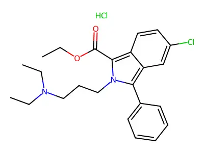 2H-Isoindole-1-carboxylic acid, 5-chloro-2-(3-(diethylamino)propyl)-3-phenyl-, ethyl ester, monohydrochloride structure
