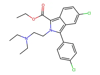 2H-Isoindole-1-carboxylic acid, 5-chloro-3-(4-chlorophenyl)-2-(2-(diethylamino)ethyl)-, ethyl ester structure