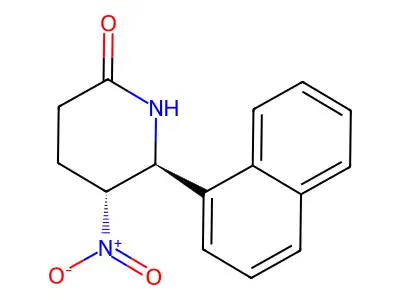 (5R,6S)-6-naphthalen-1-yl-5-nitropiperidin-2-one structure