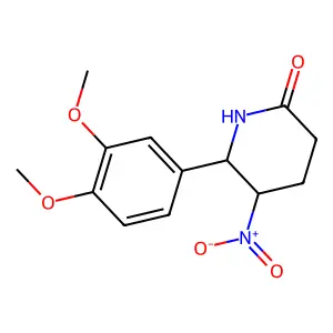 (5R,6S)-6-(3,4-dimethoxyphenyl)-5-nitropiperidin-2-one structure