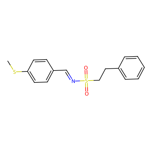 N-[4-(methylthio)benzylidene]-2-phenylethanesulfonamide structure