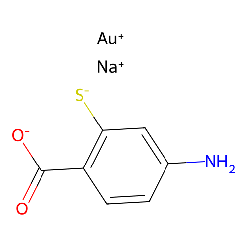 Aurate(1-), (4-amino-2-mercaptobenzoato(2-))-, sodium structure