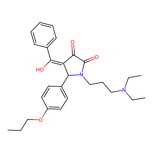 4-benzoyl-1-(3-(diethylamino)propyl)-3-hydroxy-5-(4-propoxyphenyl)-1H-pyrrol-2(5H)-one structure