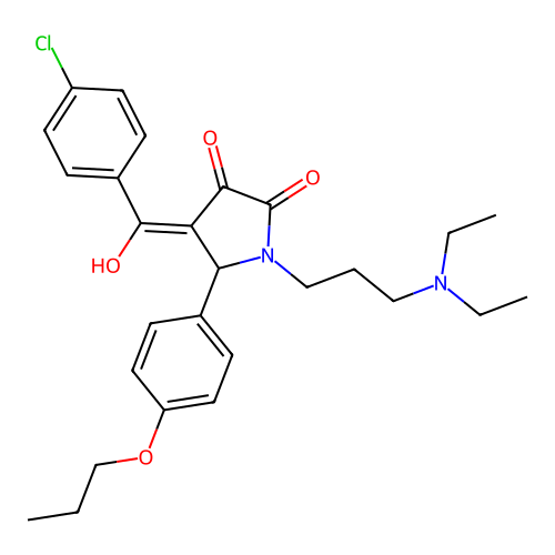(4E)-4-[(4-chlorophenyl)-hydroxymethylidene]-1-[3-(diethylamino)propyl]-5-(4-propoxyphenyl)pyrrolidine-2,3-dione structure
