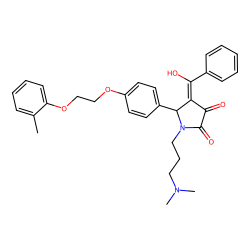 (4E)-1-[3-(dimethylamino)propyl]-4-[hydroxy(phenyl)methylidene]-5-[4-[2-(2-methylphenoxy)ethoxy]phenyl]pyrrolidine-2,3-dione structure