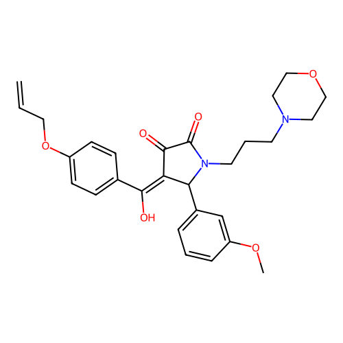 (4E)-4-[hydroxy-(4-prop-2-enoxyphenyl)methylidene]-5-(3-methoxyphenyl)-1-(3-morpholin-4-ylpropyl)pyrrolidine-2,3-dione structure