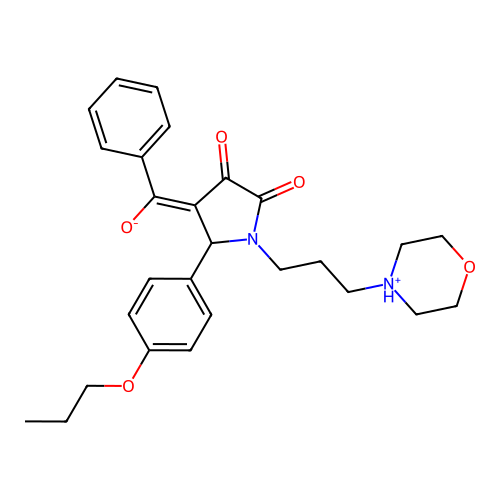 (E)-[1-(3-morpholin-4-ium-4-ylpropyl)-4,5-dioxo-2-(4-propoxyphenyl)pyrrolidin-3-ylidene]-phenylmethanolate structure