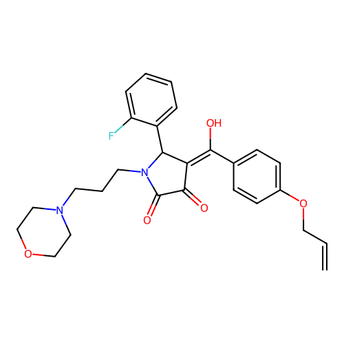 (4E)-5-(2-fluorophenyl)-4-[hydroxy-(4-prop-2-enoxyphenyl)methylidene]-1-(3-morpholin-4-ylpropyl)pyrrolidine-2,3-dione structure
