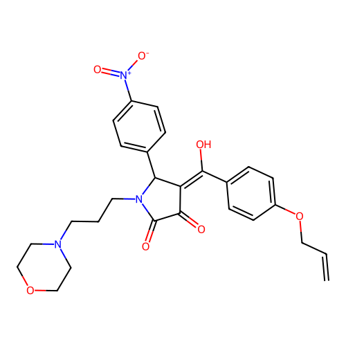 (4E)-4-[hydroxy-(4-prop-2-enoxyphenyl)methylidene]-1-(3-morpholin-4-ylpropyl)-5-(4-nitrophenyl)pyrrolidine-2,3-dione structure