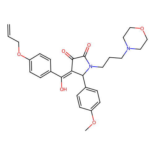(4E)-4-[hydroxy-(4-prop-2-enoxyphenyl)methylidene]-5-(4-methoxyphenyl)-1-(3-morpholin-4-ylpropyl)pyrrolidine-2,3-dione structure