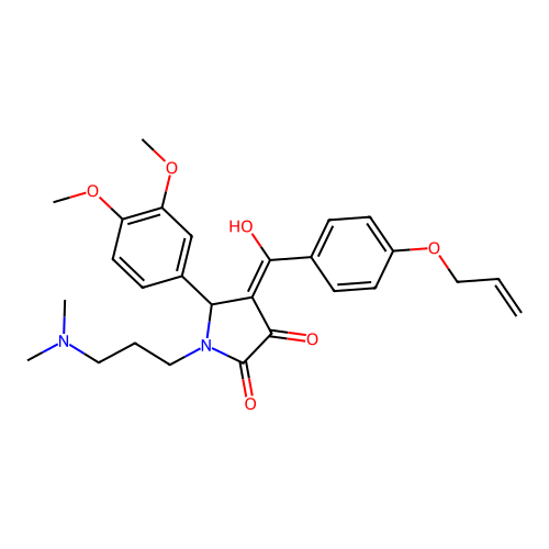 (4E)-5-(3,4-dimethoxyphenyl)-1-[3-(dimethylamino)propyl]-4-[hydroxy-(4-prop-2-enoxyphenyl)methylidene]pyrrolidine-2,3-dione structure