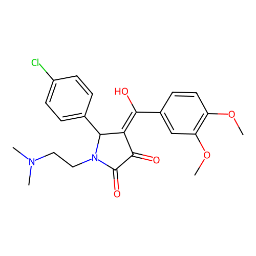 (4E)-5-(4-chlorophenyl)-4-[(3,4-dimethoxyphenyl)-hydroxymethylidene]-1-(2-dimethylaminoethyl)pyrrolidine-2,3-dione structure