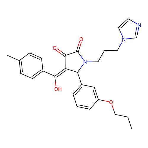 (4E)-4-[hydroxy-(4-methylphenyl)methylidene]-1-(3-imidazol-1-ylpropyl)-5-(3-propoxyphenyl)pyrrolidine-2,3-dione structure