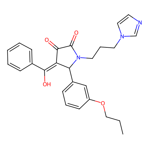 3-hydroxy-1-(3-imidazolylpropyl)-4-(phenylcarbonyl)-5-(3-propoxyphenyl)-3-pyrr olin-2-one structure