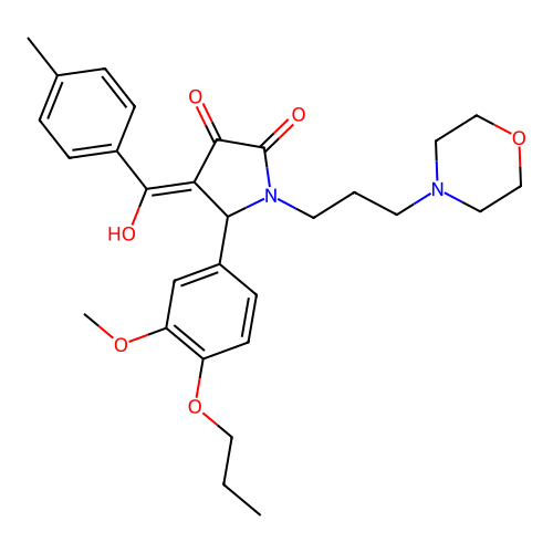 (4E)-4-[hydroxy-(4-methylphenyl)methylidene]-5-(3-methoxy-4-propoxyphenyl)-1-(3-morpholin-4-ylpropyl)pyrrolidine-2,3-dione structure