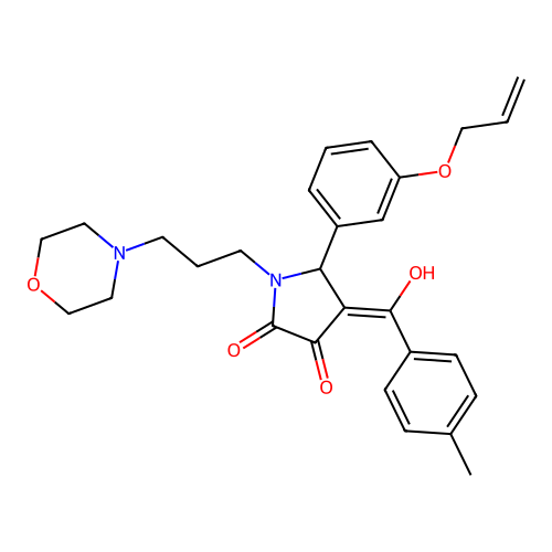 (4E)-4-[hydroxy-(4-methylphenyl)methylidene]-1-(3-morpholin-4-ylpropyl)-5-(3-prop-2-enoxyphenyl)pyrrolidine-2,3-dione structure