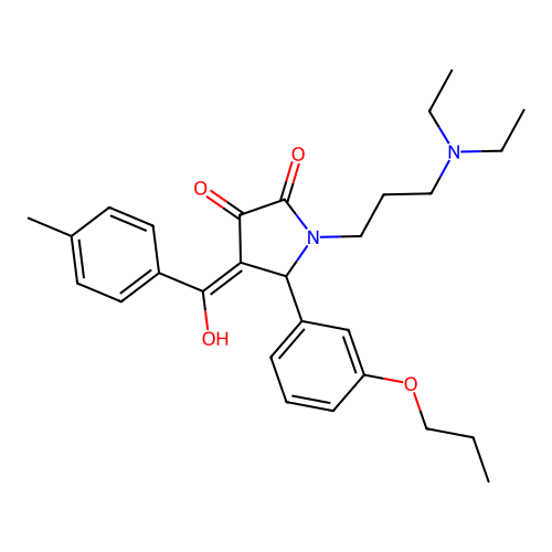 (4E)-1-[3-(diethylamino)propyl]-4-[hydroxy-(4-methylphenyl)methylidene]-5-(3-propoxyphenyl)pyrrolidine-2,3-dione structure