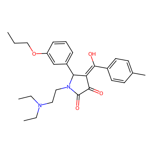 (4E)-1-(2-diethylaminoethyl)-4-[hydroxy-(4-methylphenyl)methylidene]-5-(3-propoxyphenyl)pyrrolidine-2,3-dione structure