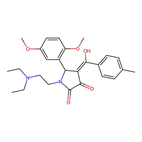 (4E)-1-(2-diethylaminoethyl)-5-(2,5-dimethoxyphenyl)-4-[hydroxy-(4-methylphenyl)methylidene]pyrrolidine-2,3-dione structure