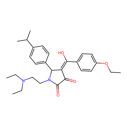 (4E)-1-(2-diethylaminoethyl)-4-[(4-ethoxyphenyl)-hydroxymethylidene]-5-(4-propan-2-ylphenyl)pyrrolidine-2,3-dione structure