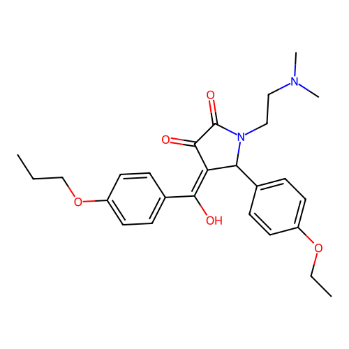 (4E)-1-(2-dimethylaminoethyl)-5-(4-ethoxyphenyl)-4-[hydroxy-(4-propoxyphenyl)methylidene]pyrrolidine-2,3-dione structure