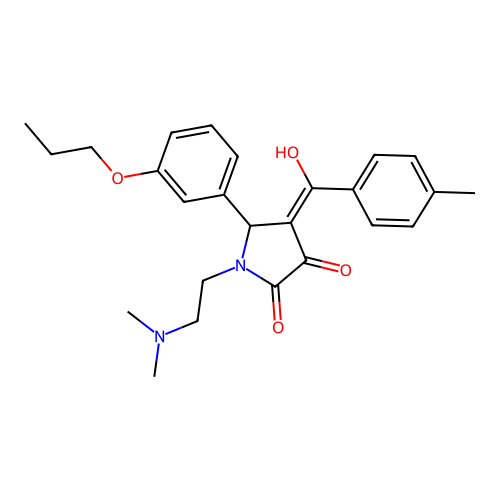 (4E)-1-(2-dimethylaminoethyl)-4-[hydroxy-(4-methylphenyl)methylidene]-5-(3-propoxyphenyl)pyrrolidine-2,3-dione structure