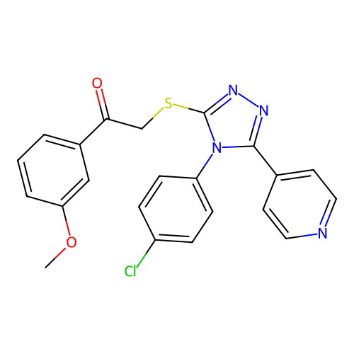 2-[[4-(4-chlorophenyl)-5-pyridin-4-yl-1,2,4-triazol-3-yl]sulfanyl]-1-(3-methoxyphenyl)ethanone structure